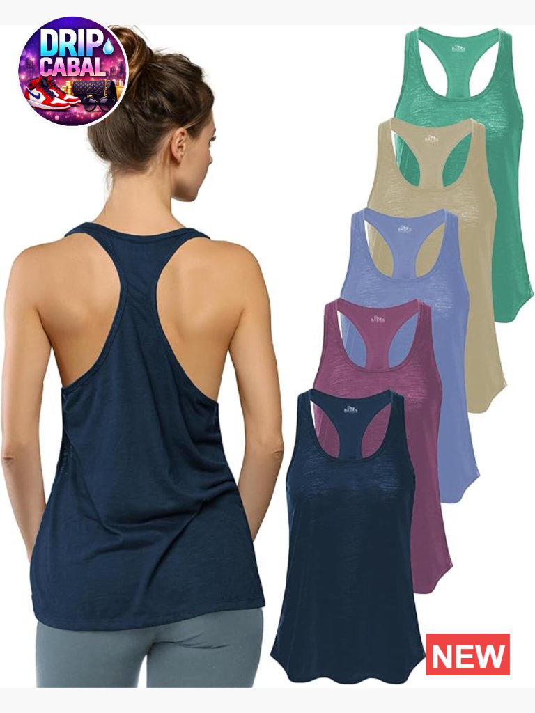 Flowy Burnout Slub Racerback Tank Tops Multi Pack Workout Activewear